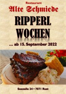 Ripperlwochen Spare Ribs Alte Schmiede Rust Neusiedler See Burgenland Drescher Touristik Drescher Line September 2022