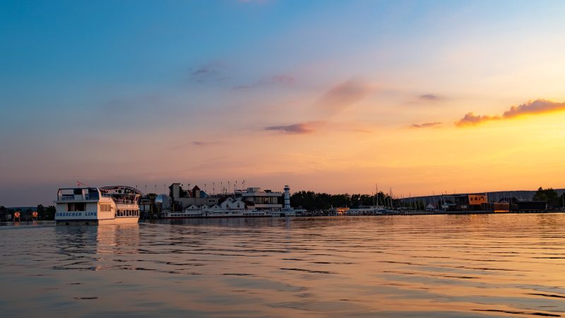 Sonnenuntergang Hafen Mörbisch Seebühne M5 August 2023- DRESCHER TOURISTIK & LINE am Neusiedler See